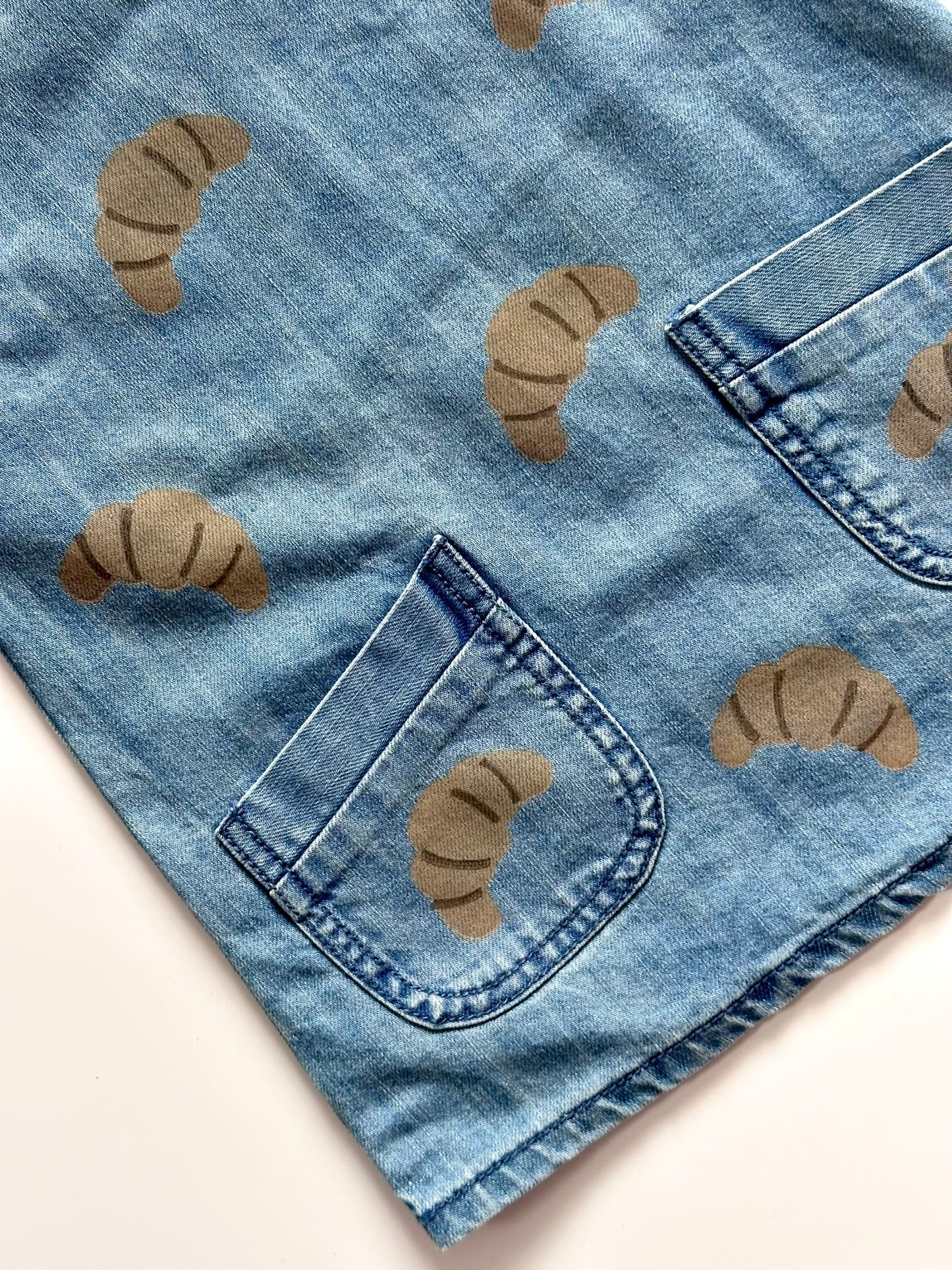 Croissant Print Denim Dress