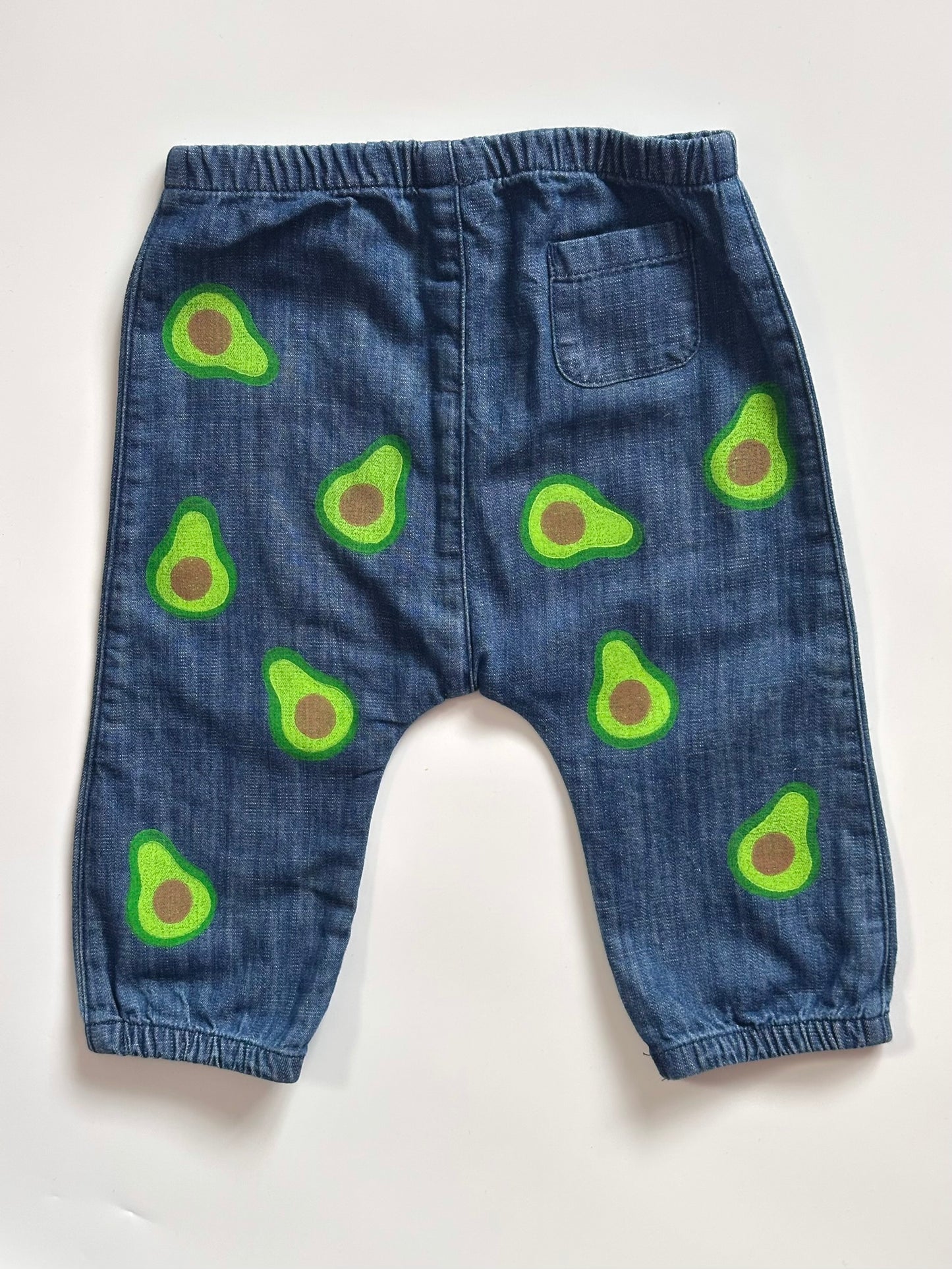 Avocado Print Chambray Cotton Trousers