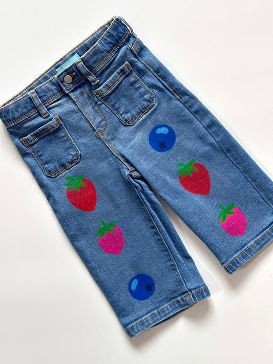 Mixed Berry Print Wide Leg Jeans