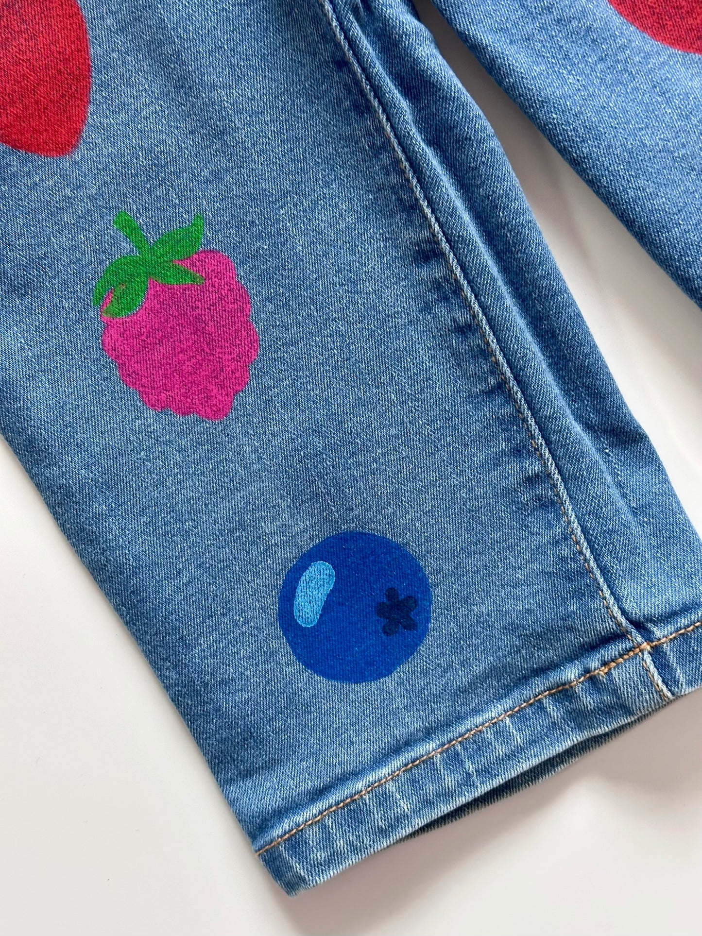 Mixed Berry Print Wide Leg Jeans