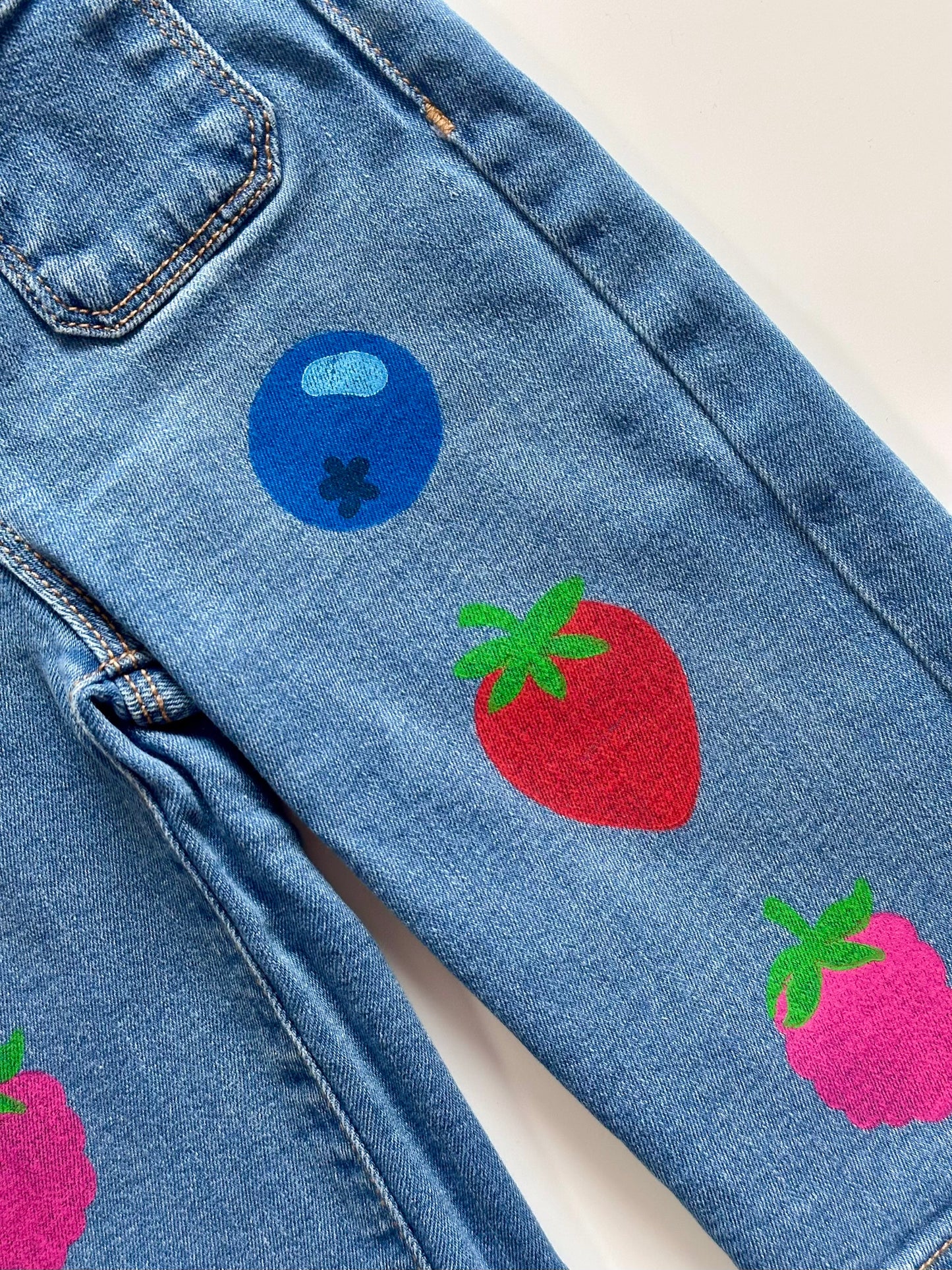 Mixed Berry Print Wide Leg Jeans