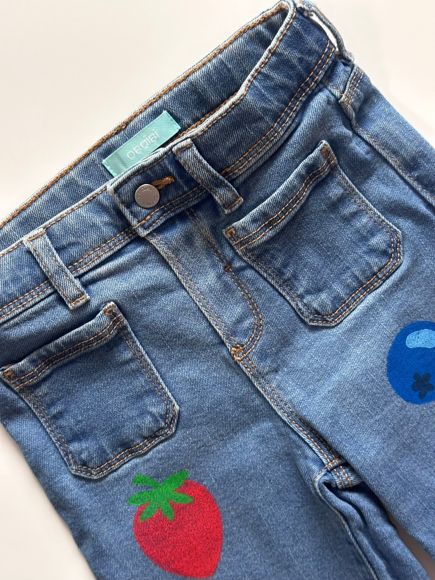 Mixed Berry Print Wide Leg Jeans