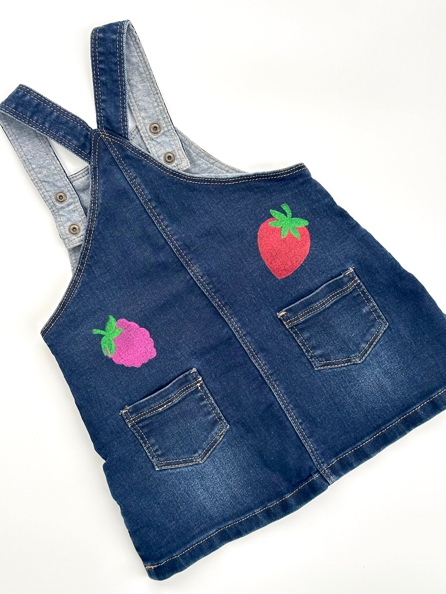 Berry Print Dungaree Dress