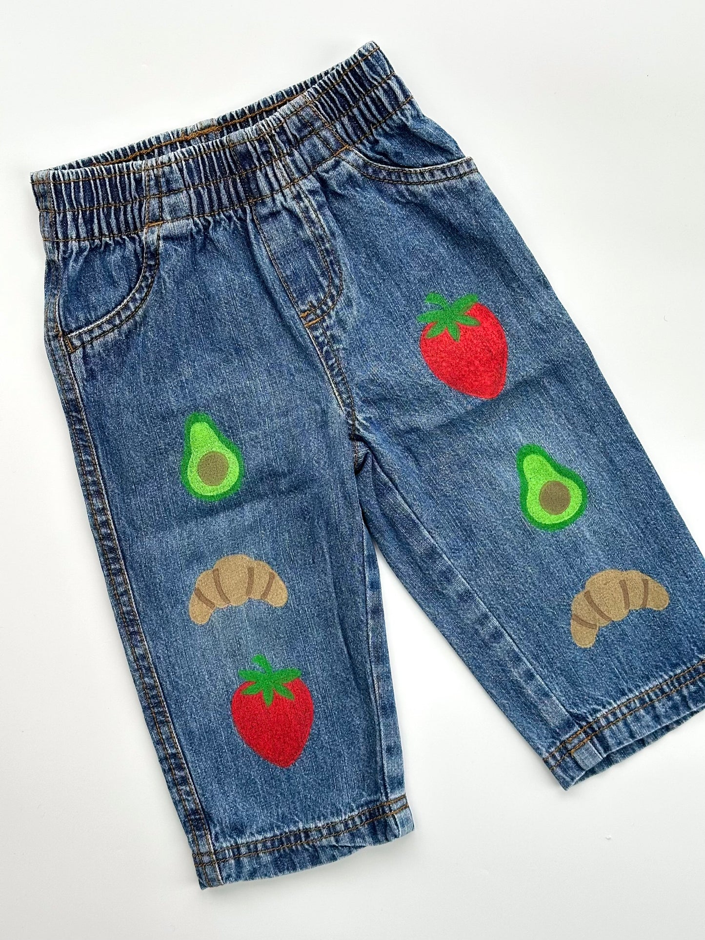 Foodie Print Barrel Jeans