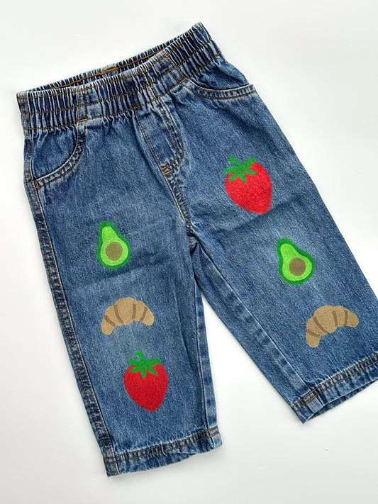 Foodie Print Barrel Jeans