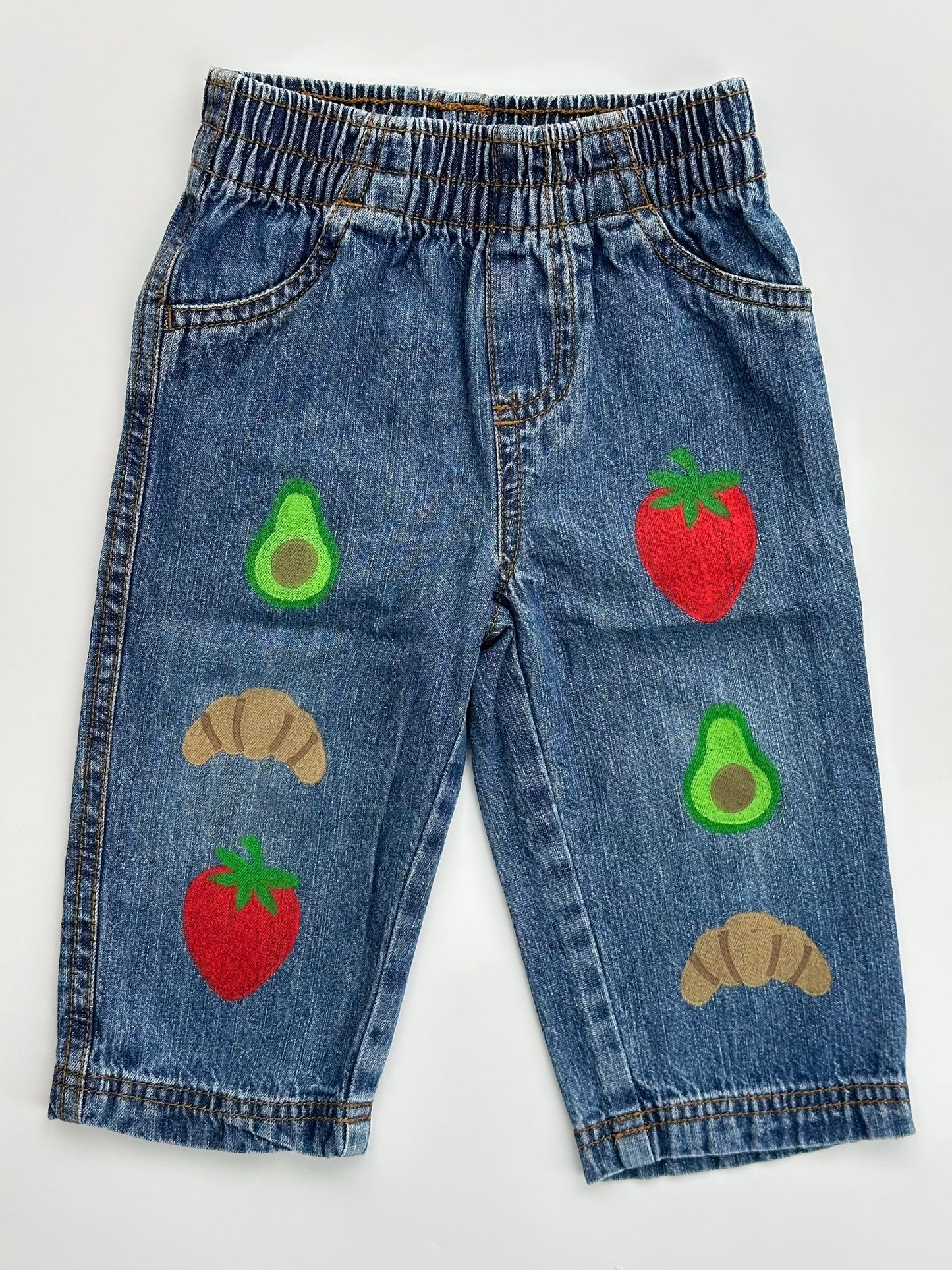 Foodie Print Barrel Jeans