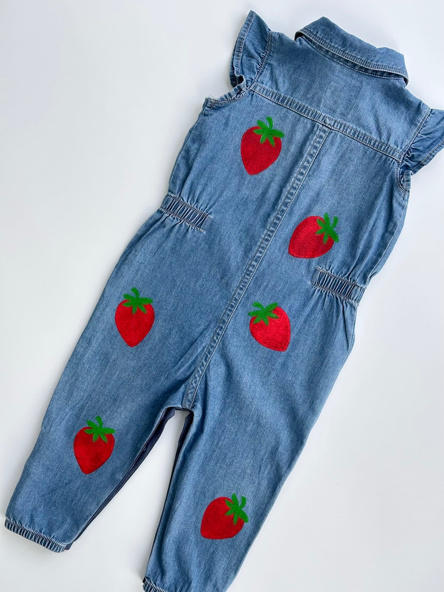 Strawberry Print Denim Boilersuit