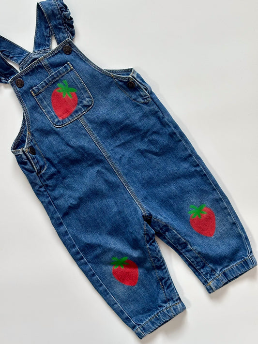 Strawberry Print Denim Dungarees
