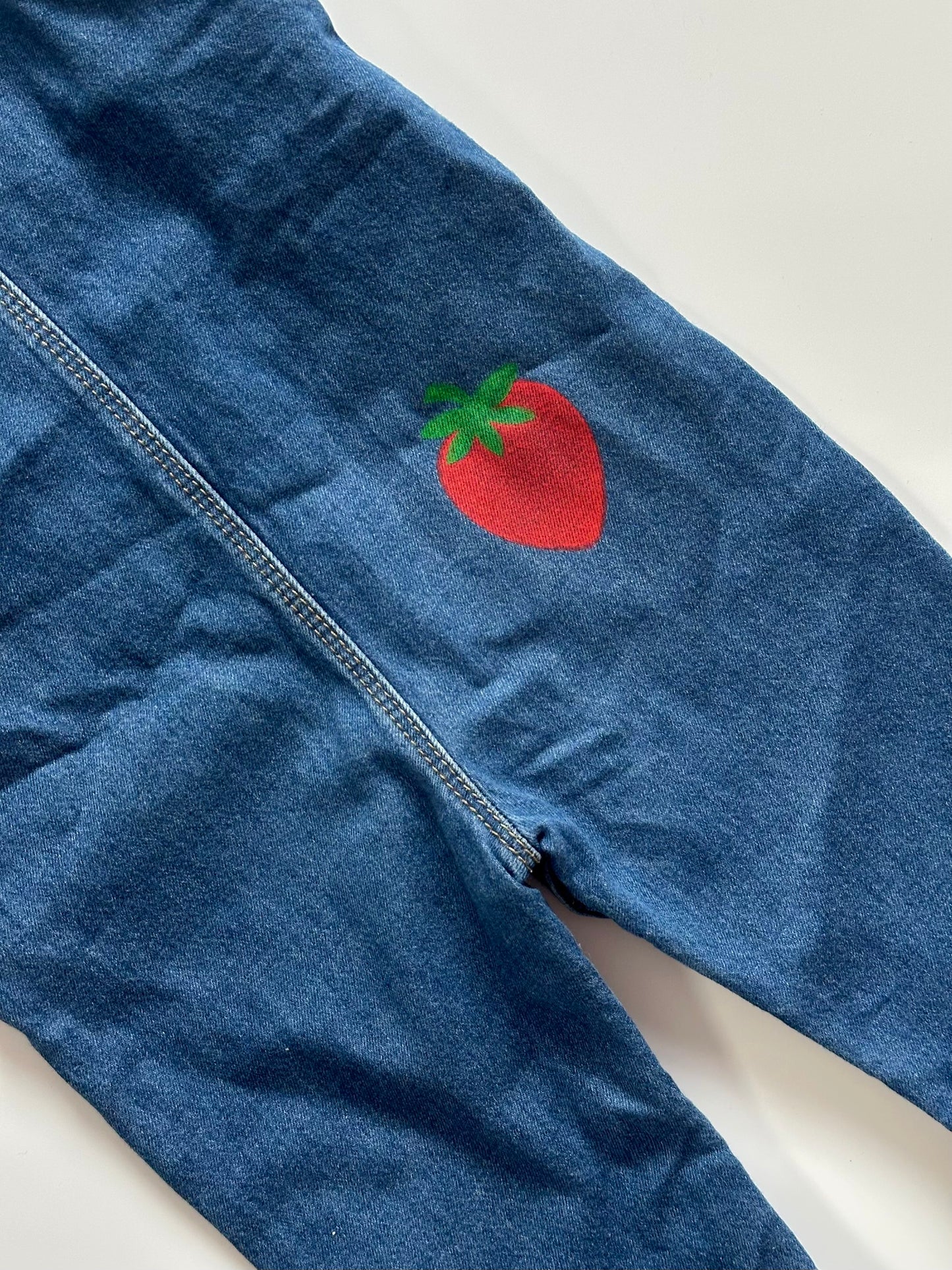 Strawberry Print Denim Dungarees
