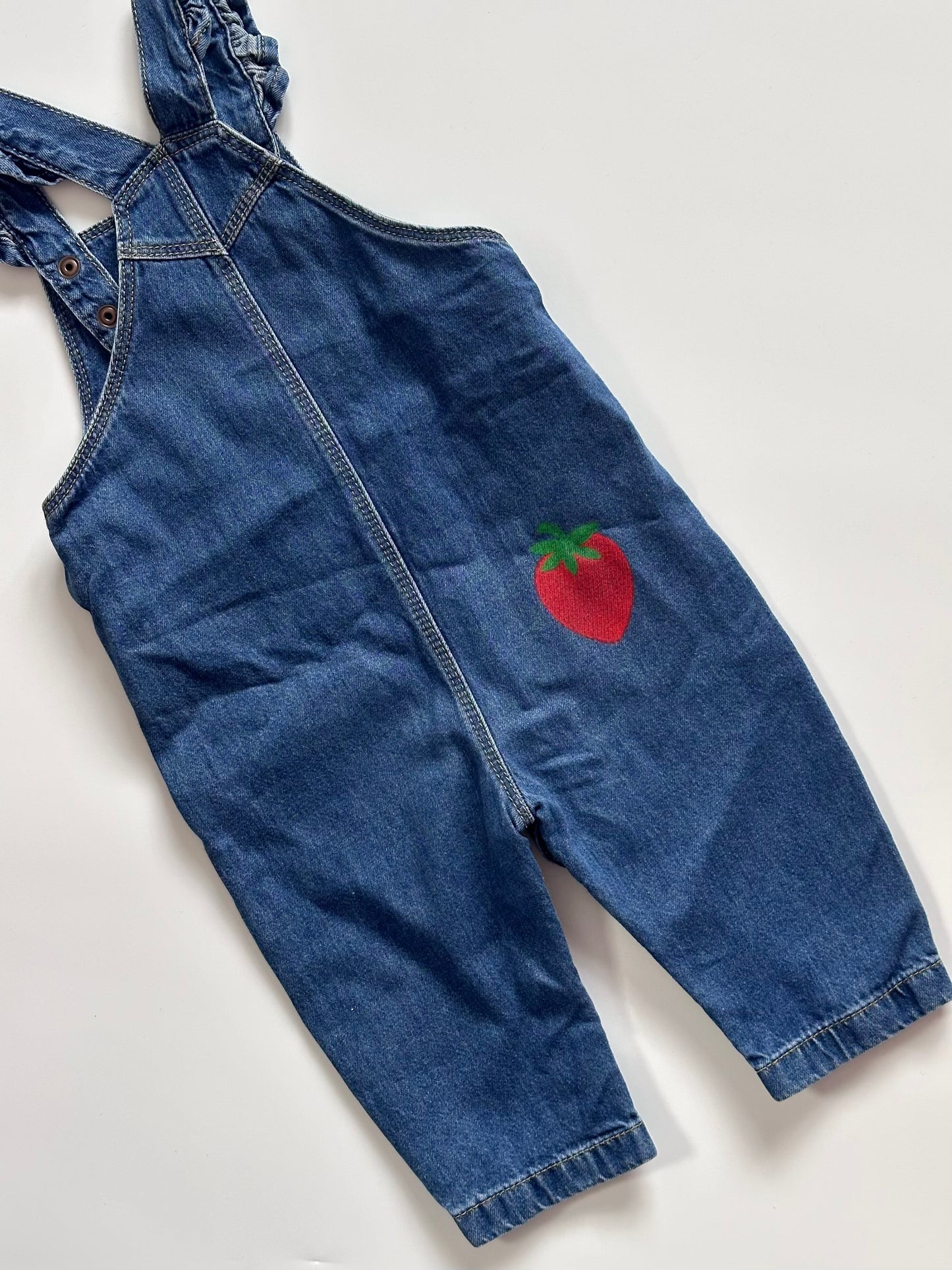 Strawberry Print Denim Dungarees